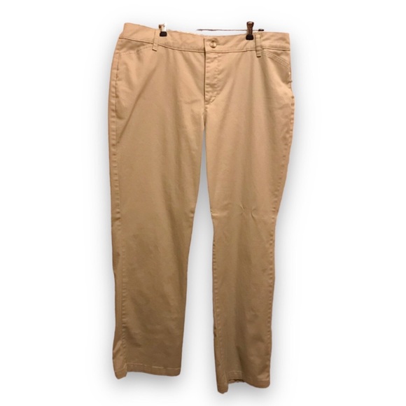 Riders by Lee Pants - Riders by Lee Tan Khaki Zip Button Front, Back Button Slit Pockets Casual Pants
